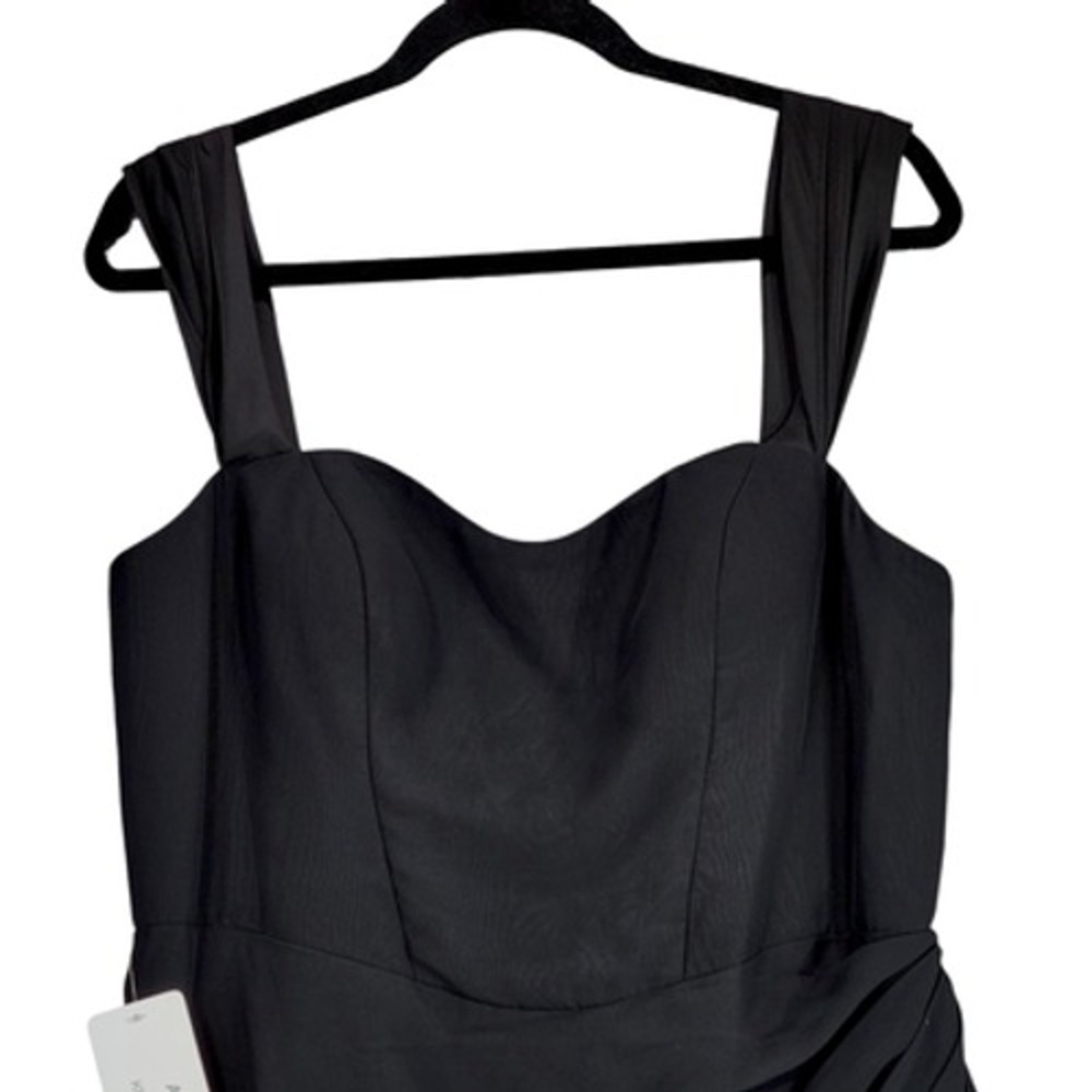 Azazie Gown sz A14 Women Off Shoulder Sweatheart Chiffon Mermaid Dress Black NEW - Picture 8 of 15